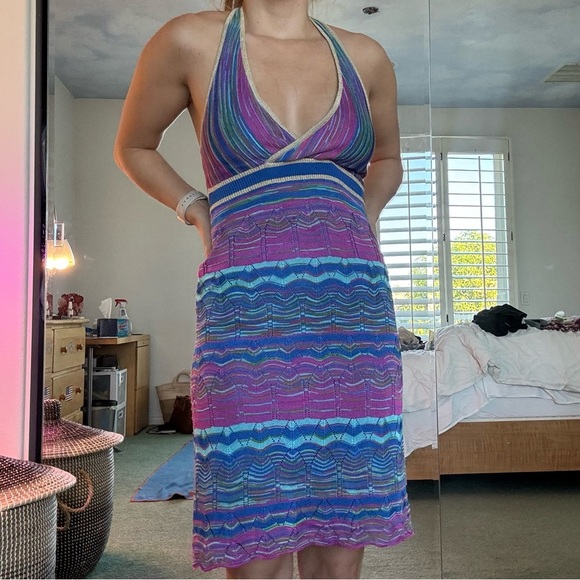 Guess Blue and Purple Halter Dress - Picture 1 of 7